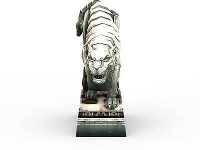 老虎雕塑3d模型