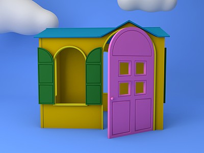 C4D儿童塑料游戏屋模型