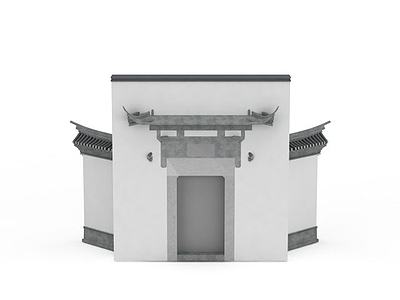中式门楼3d模型