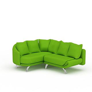 绿色多人沙发3d模型