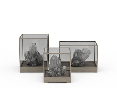 天然水晶展示玻璃罩3d模型