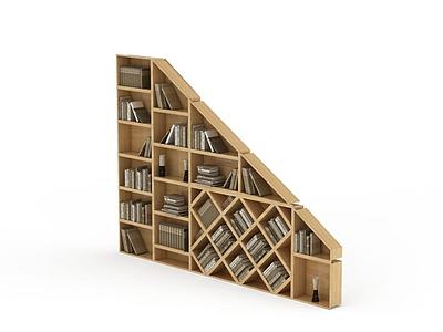 现代创意实木书柜3d模型3d模型