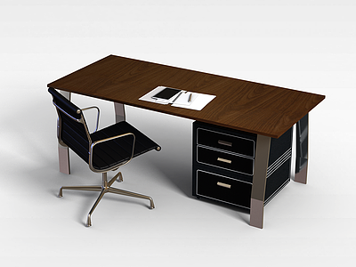现代实木电脑桌办公桌3d模型3d模型