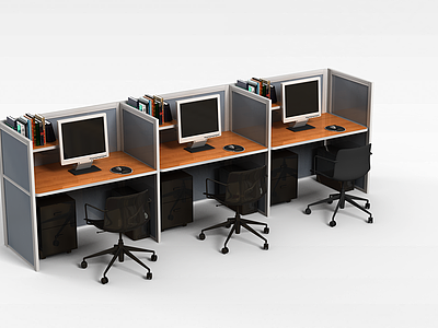 现代简约办公格子电脑桌3d模型3d模型