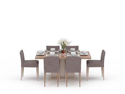 现代餐桌餐椅组合3d模型3d模型