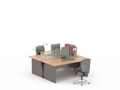 现代电脑桌办公桌椅组合3d模型3d模型