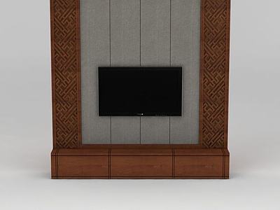 现代实木雕花电视柜3d模型3d模型