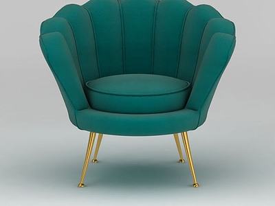 现代蓝色布艺单人沙发3d模型3d模型