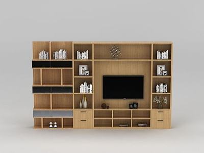 现代实木整体电视柜3d模型3d模型