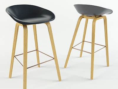 现代实木高脚椅吧椅3d模型3d模型