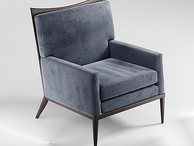 现代灰色绒布沙发椅3d模型