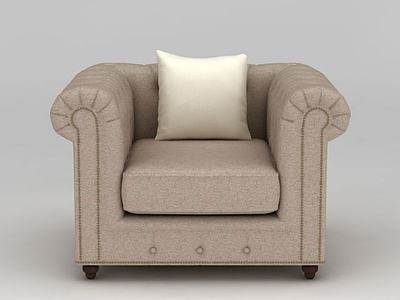 中式简约单人沙发3d模型3d模型