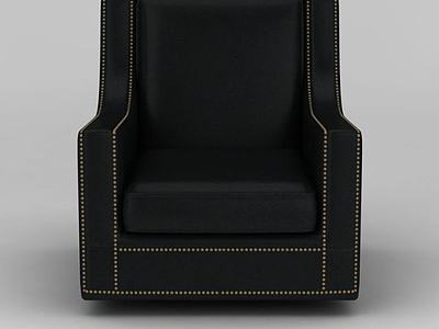 黑色皮革单人沙发3d模型3d模型