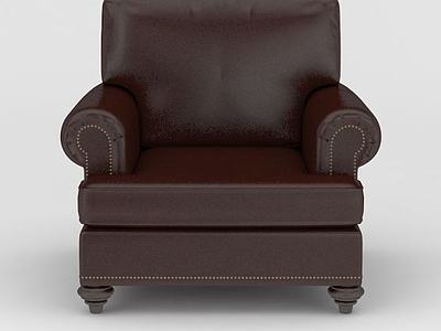 咖啡色皮艺单人沙发3d模型3d模型