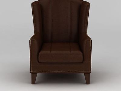 美式红褐色高背单人沙发3d模型3d模型