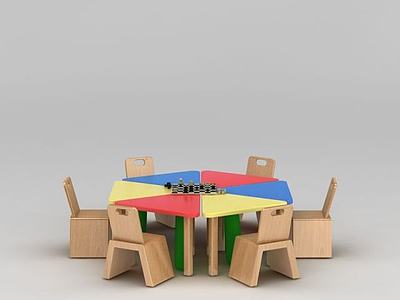儿童手工课桌椅3d模型3d模型