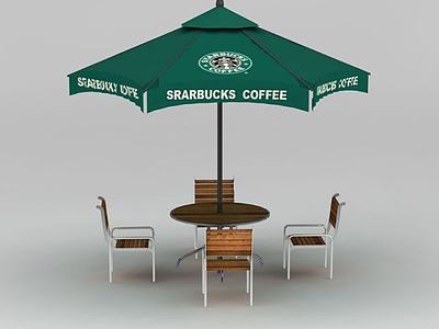 星巴克遮阳伞休闲椅3d模型3d模型