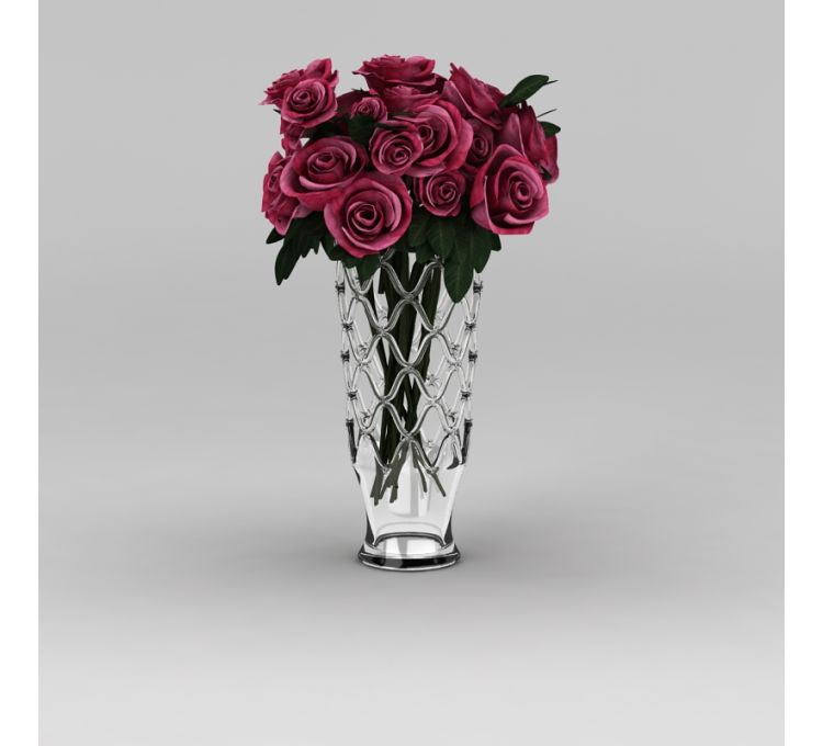 3d玫瑰花花瓶模型 玫瑰花花瓶3d模型下载 3d玫瑰花花瓶模型免费下载
