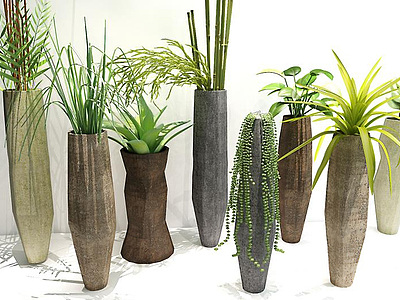 现代花瓶植物花艺组合3d模型3d模型