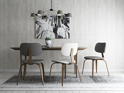 现代时尚简约餐桌椅组合3d模型3d模型
