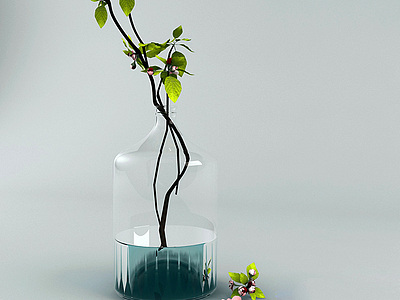 现代海棠树枝花瓶装饰3d模型3d模型