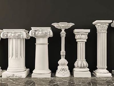 罗马石膏柱子组合3d模型3d模型