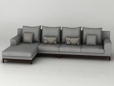 灰色布艺转角沙发3d模型3d模型