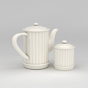 米色陶瓷茶具3d模型
