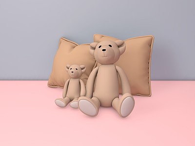 C4D熊抱枕模型