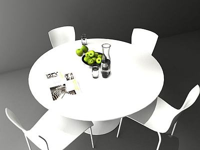 圆形白色餐桌3d模型3d模型