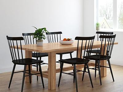 北欧餐桌椅3d模型3d模型