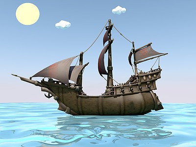 C4D魔兽模型海盗船模型