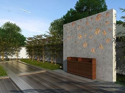 中式别墅院落景观3d模型3d模型