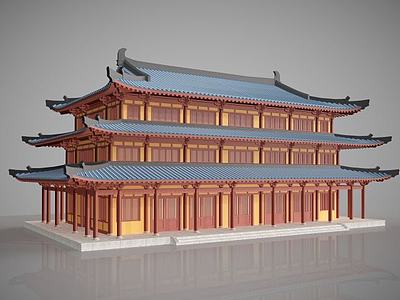 中国传统古建筑建筑外观3d模型3d模型