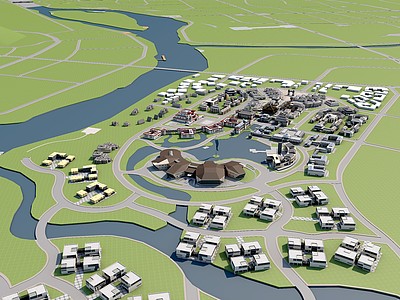 现代城市规划鸟瞰3d模型3d模型