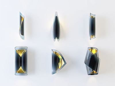 后现代玻璃金属壁灯组合3d模型3d模型