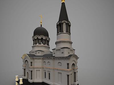 欧式外观建筑教堂3d模型3d模型