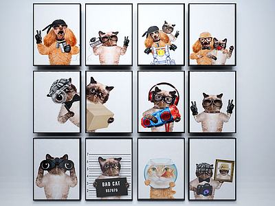 猫狗动物装饰画3d模型3d模型