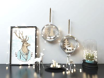 麋鹿圣诞鹿装蜡烛饰灯墙饰3d模型3d模型