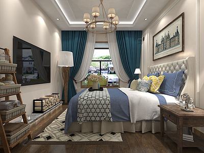 美式卧室双人床3d模型3d模型