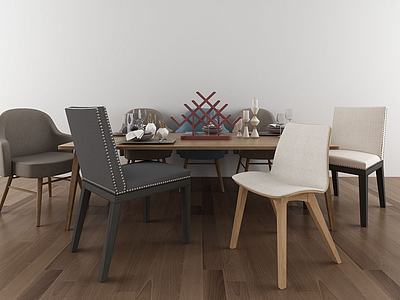 北欧餐桌椅组合3d模型3d模型