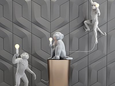 现代创意猴子壁灯3d模型3d模型