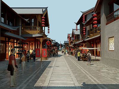 中式古建中式街道3d模型3d模型