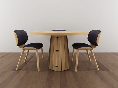 现代简约实木桌椅组合3d模型3d模型