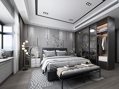 现代卧室3d模型3d模型