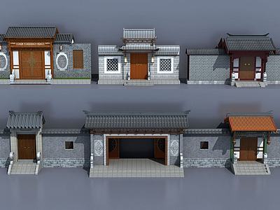 中式古建庭院大门入口3d模型3d模型