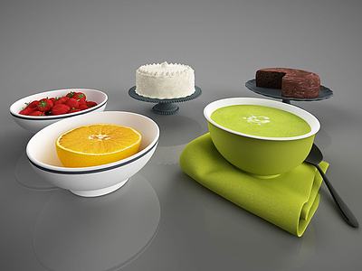 食物草莓蛋糕橙子3d模型3d模型