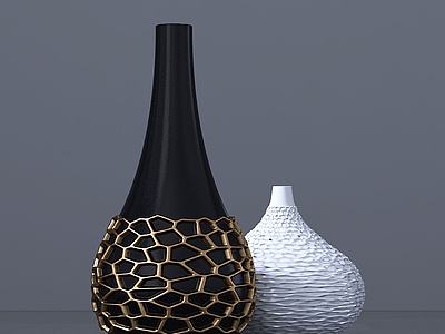 现代黑白陶瓷花瓶3d模型3d模型