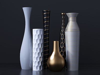 现代陶瓷花瓶组合3d模型3d模型