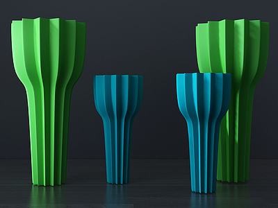 折扇式花瓶3d模型3d模型